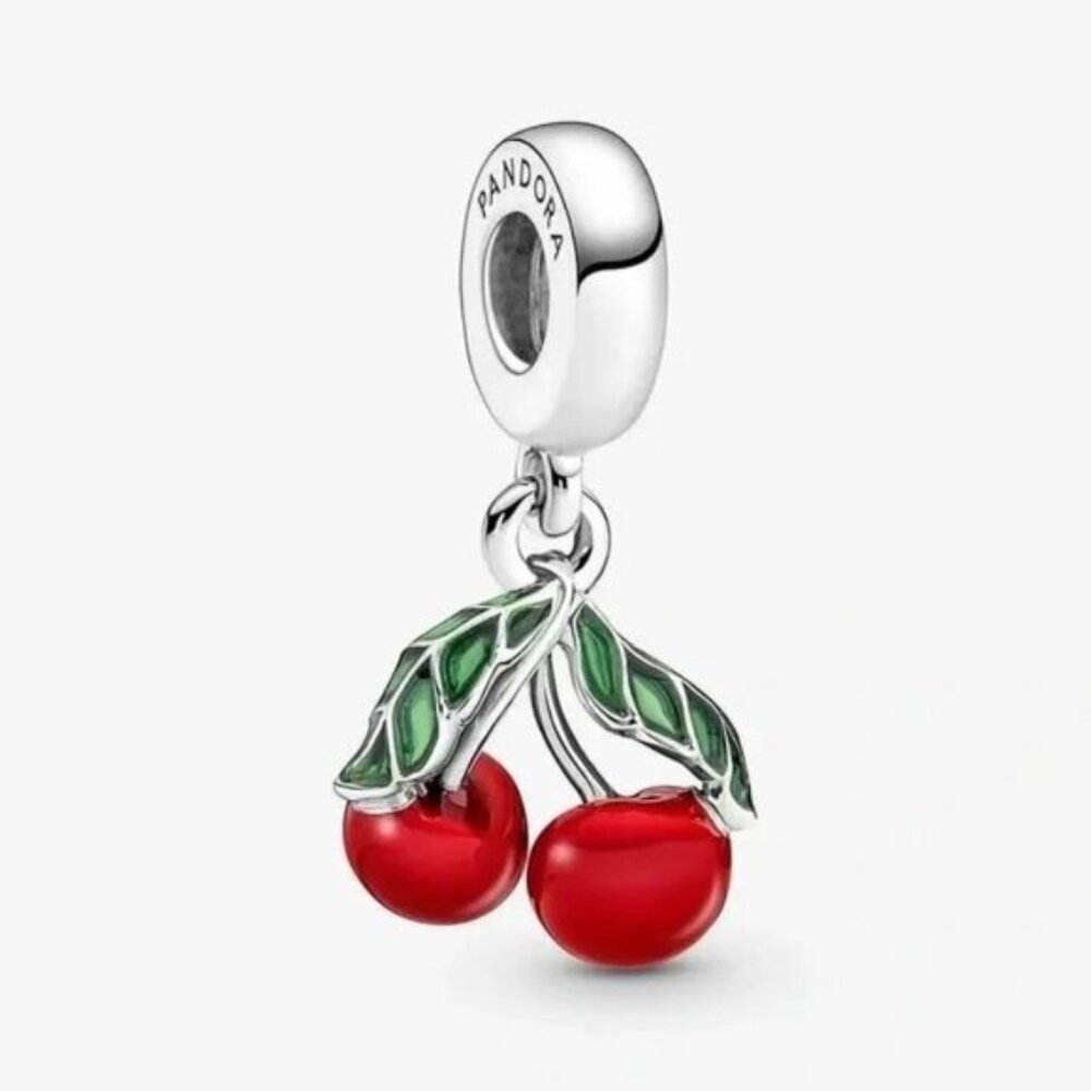 Pandora Cherry Charm in Red and Green
